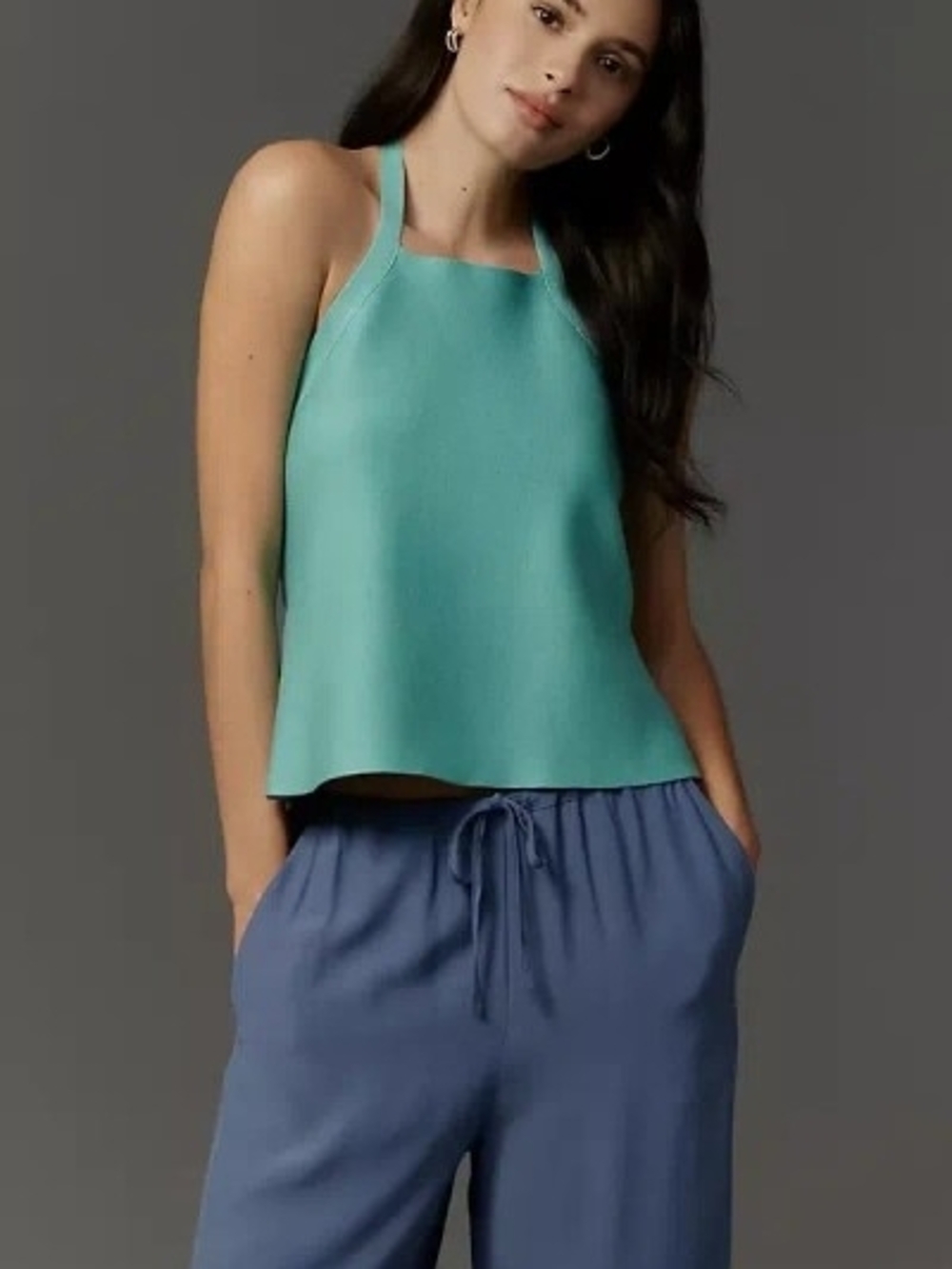 Anthropologie Halter Open-Back Sweater Tank